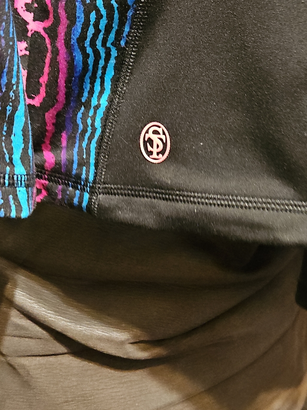 Livi Active Black Bomber Jacket with Pink and Blue Accents - Picture 4 of 6
